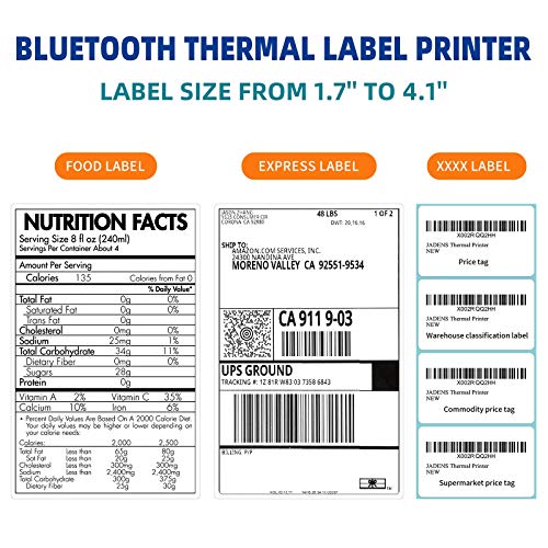 Bluetooth Thermal Shipping Label Printer - High Speed 4x6 Wireless Label Maker Machine, Support PC, Phone, USB for MAC, Compatible with Ebay, Amazon, Shopify, Etsy, USPS Barcode, Mailing