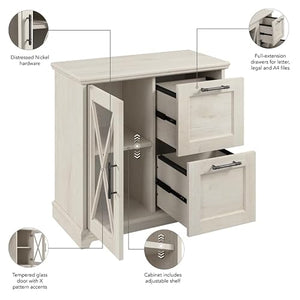 Bowery Hill Engineered Wood Lateral File Cabinet with Shelves in Linen White Oak