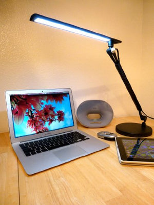 Lightwell S450 by Lumiy - Ultra Bright LED Light Panel Desk Lamp (Midnight Black with Clamp)