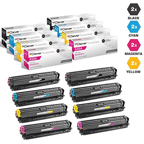 CS Compatible Toner Cartridge Replacement for HP Enterprise M750 CE270A Black CE271A Cyan CE272A Yellow CE273A Magenta HP 650A Color Laserjet CP5520 CP5520n M750 CP5520dn CP5520n 8 Color Set