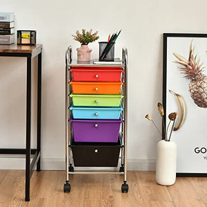 None Rolling Storage Cart Organizer (Black/Yellow)