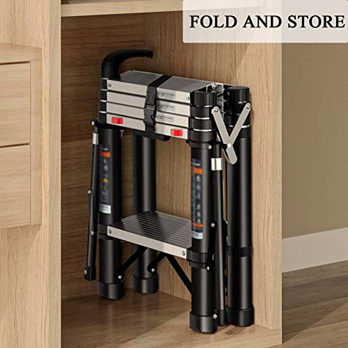LUCEAE Folding Aluminum Step Stool Ladder, Non-Slip Wide Pedal, Portable Climbing Stool - Silver