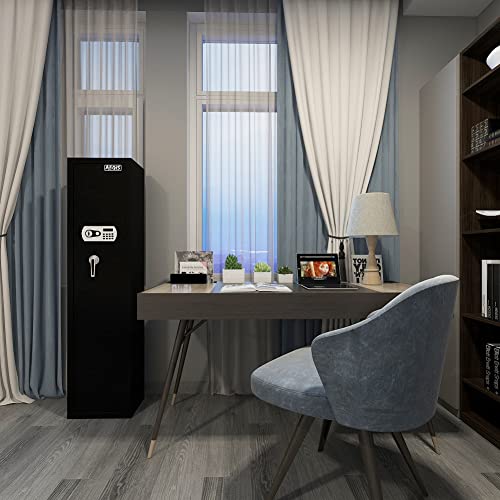 AEGIS Rifle Gun Safe, Quick Access 5 Gun Gun Storage with Separate Ammo Pistol Lock Box (Stores Pistols, Cash & More), Long Gun Safe Rifle Shotgun Security Safe for Home (Portable Operation)