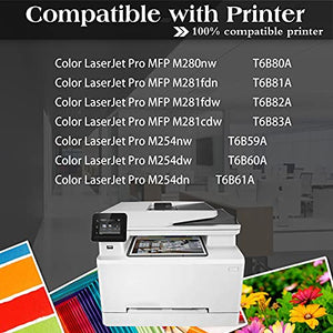 8 Pack (2BK+2C+2Y+2M) 202A CF500A CF501A CF502A CF503A Toner Cartridge Replacement for HP Color Pro M254nw M254dw M254dn MFP M280nw MFP M281fdn M281fdw MFP M281cdw Laser Printer