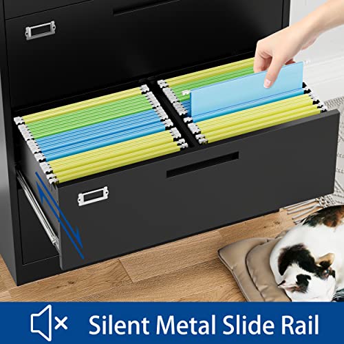 Fesbos 5 Drawers Lateral File Cabinet with Lock - Metal Steel Filing Cabinet for Home Office
