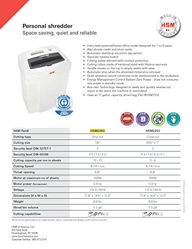 HSM SECURIO C14 1/8” Strip-Cut Shredder; Shreds up to 12 Sheets; 5.3-Gallon Capacity