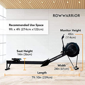 RowWarrior Fitness Rowing Machine – Rower Exercise Equipment for Gym and Home Use – Fitness and Cardio Trainer for Total Body Workout – Real Time Data Display – Stamina and Endurance Workout