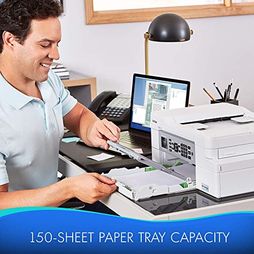 Brother MFC-J805DWA INKvestment Tank All-in-One Wireless Color Inkjet Printer, White - Print Copy Scan Fax - 12 ppm, 6000 x 1200 dpi, Auto 2-Sided Printing, up to 1-Year of Ink in-Box, Printer Cable