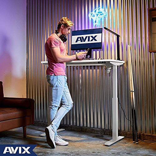 AVIX Electric Standing Desk, 48 x 24 Inches Height Adjustable Desk, Sit Stand Desk Home Office Desks (White)