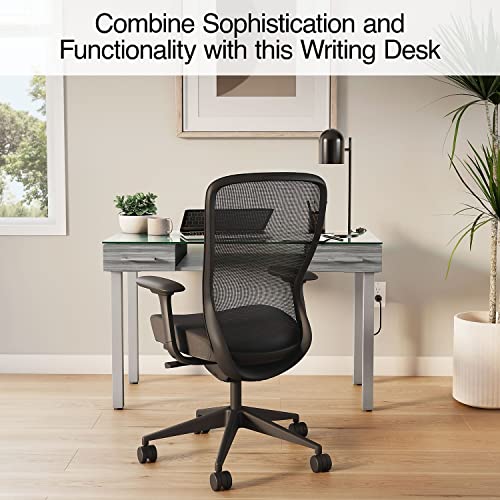Union & Scale Un56948 Prestige 47 Glass Writing Desk, Gray (Un56948)