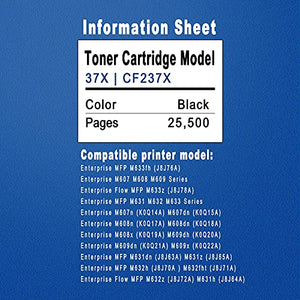 1-Pack 37X | CF237X High Yield Toner Cartridge (Black) Compatible Replacement for HP CF237X Enterprise M607dn M608n M608dn M608x M609dh M609dn M609x MFP M631dn M631z M632h M632fht Printer Cartridge