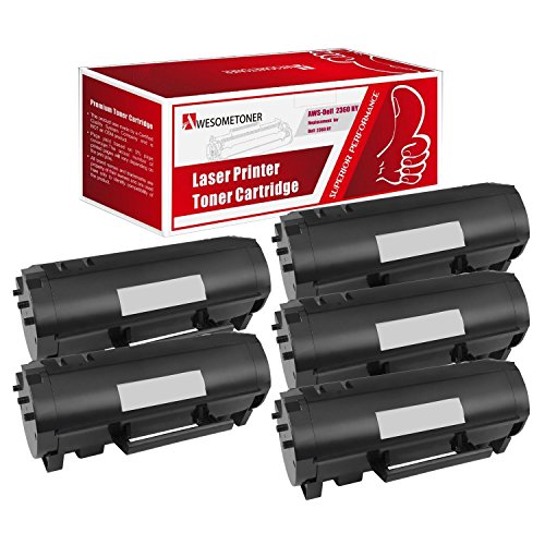 Awesometoner Compatible Dell 2360 5 Pack (331-9805) High Yield Black Toner Cartridge (M11XH, C3NTP) for Dell B2360 B2360d B3460dn B3465dn B2360dn B3465dnf 8,500 Pages.