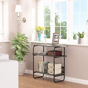 Teraves Reversible L Shaped Desk with Shelves and Industrial Console Table,3-Tier Entryway Table