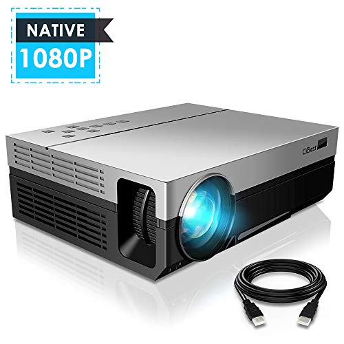 1080P Projector, CiBest Upgraded Native 1080P 3600 Lux Projector HD Video Movie LED Projector for Home Theater Entertainment Parties Games [2018 Newest Model]