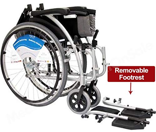 Karman Healthcare S-Ergo 125 Ergonomic Wheelchair, 18" Seat Width, Silver Frame with Free Black Medical Utility Bag