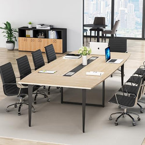 Tribesigns 8FT Large Boat Shaped Conference Table with Cable Grommets