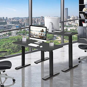 COSTWAY Electric Standing Desk, 55" x 28" Dual Motor Height Adjustable Sit Stand Desk with Memory Presets - Black