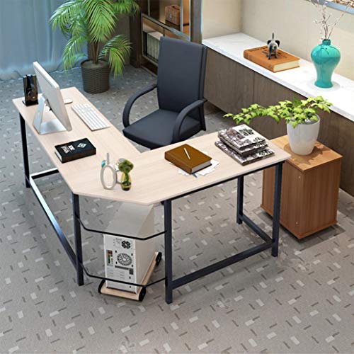 L-Shaped Home Office Desk, Sturdy Computer PC Laptop Table Corner Desk Workstation Larger Gaming Desk Easy to Assemble 49.2 x 18.9 x 28.7 Inch (White Maple)