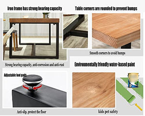 None Solid Wood Computer Desk with Metal Legs - Luxury Office Furniture (220x80x75cm & 180x80x75cm)