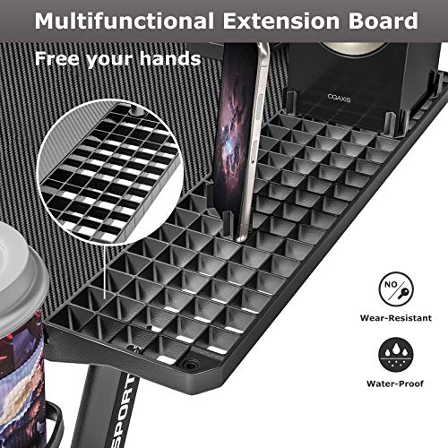 43 Inches Carbon Fiber PC Gaming Table Gaming Desk for Home Office with Cup Holder and Headphone Hook (Jet Black)