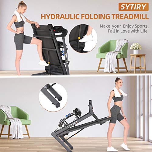 SYTIRY Treadmill,3.25Hp Home Folding Treadmill, Treadmill with Multifunctional Massage Head, Aerobic Fitness Trainer for Waist, Legs and Neck, Running Machine Suitable for Home/Office