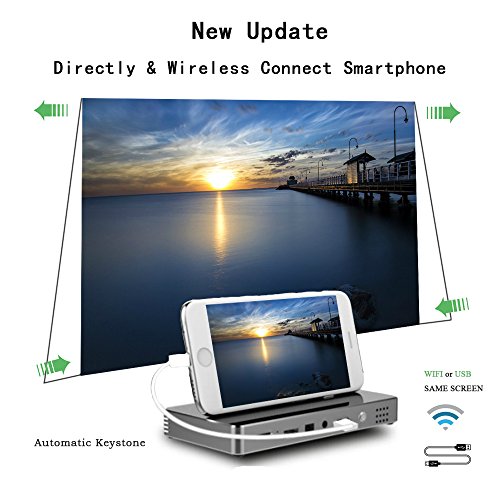 TOUMEI,Mini Portable Projector [2018 Upgarde] C800W Android 7.1 Video Projectors Max Throw 120" Display,Smart Mobile Projector Support Wi-Fi for iPhone,iPad and Laptop