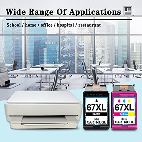 (5Black,5Tri-Color) 67XL Ink Cartridge Replacement for HP Deskjet 1255 2732 2752 2755 Plus 4140 4152 Plus 4155 4158 Envy 6052 6055 6058 6075 Pro 6452 6455 6458 3YM57AN 3YM58AN Printer Ink Cartridge
