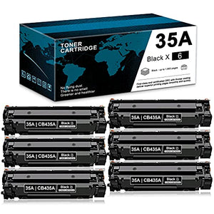 6 Pks Black Compatible 35A | CB435A Toner Cartridge Replacement for HP P1008 P1009 P1002 P1005 P1006 P1003 P1007 P1002 Series Printer