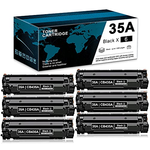 6 Pks Black Compatible 35A | CB435A Toner Cartridge Replacement for HP P1008 P1009 P1002 P1005 P1006 P1003 P1007 P1002 Series Printer