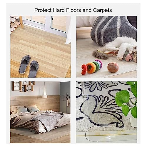 LOBUNS Clear Vinyl Plastic Floor Protector Runner Rug Mat - Anti-Static, Non-Slip, Durable - Home Office Carpet Protection, 1.5mm Thick, Various Widths - 10ft