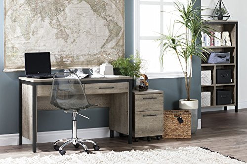 South Shore 6-Shelf Storage Bookcase with Cubes, Weathered Oak & Matte Black