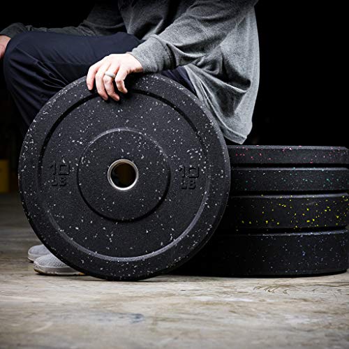 GRIND Fitness Fleck Crumb Rubber Plates, Colored Olympic Weight Plates, Bumper Free Weights for Weight Lifting and Strength Training, Sold in Pairs, 2" Steel Insert (45lb Pair)