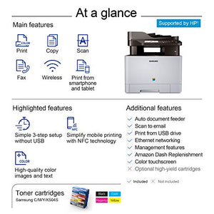Samsung Xpress C1860FW Wireless Color Laser Printer with Scan/Copy/Fax, Simple NFC + WiFi Connectivity and Built-in Ethernet, Amazon Dash Replenishment Enabled (SS205H)