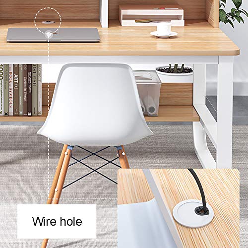 YAOJP Computer Desk with Storage Shelves, Multifunction Office Workstation Writing Table with Adjustable Non-Slip Foot Pad PC Laptop Gaming Desk for Home Office,Black,140x70x73cm