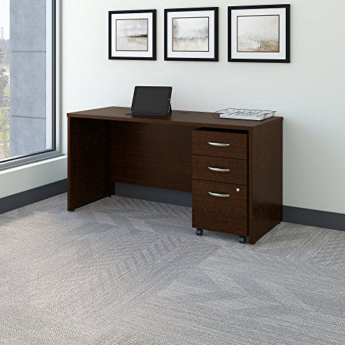 Bush Business Furniture Series C 60W x 24D Office Desk with Mobile File Cabinet in Mocha Cherry