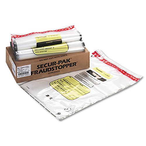 SteelMaster 2362035N20 16 Bundle Capacity Tamper-Evident Cash Bags, 20 x 28, Clear, 100 Bags/Box