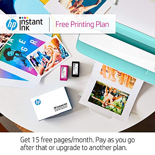 HP DeskJet 3755 Compact All-in-One Wireless Printer with Mobile Printing, HP Instant Ink & Amazon Dash Replenishment ready - Blue Accent (J9V90A) (Renewed)