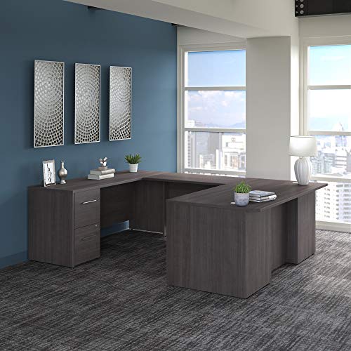 Bush Business Furniture Office 500 U Shaped Executive Desk with Drawers, 72W, Storm Gray
