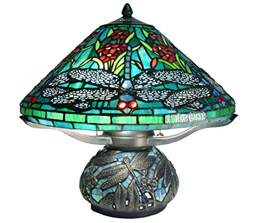 Fine Art Lighting Tiffany Dragonfly Table lamp, Multi Color
