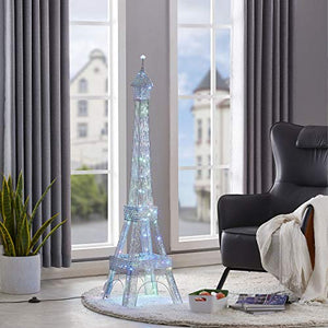 WOXXX Paris Eiffel Tower Floor Lamp with LED Twinkle String Lights - 7 Color Changing Modern Floor Lamps for Living Room