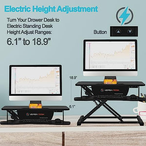 VERSADESK PowerRiser 32 Inch Electric Standing Desk Converter for Dual Monitor, Laptop Workstation - Black