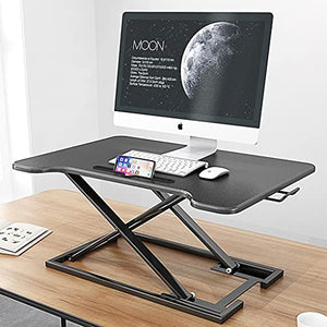 Height Adjustable Standing Up Desk Converter 31.4inch Sit Stand Riser Home Office Desk Workstation with Gas Spring Lift (Color : Black)