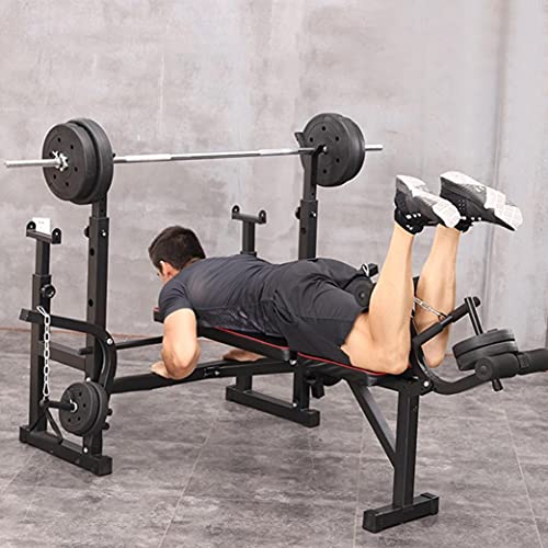 baodanla Multifunctional Olympic Weight Bench and Squat Rack Set, Adjustable Home Gym Strength Training Full Body Equipment, Ab Trainer Bench, Exercise Olympic Workout Station Machine