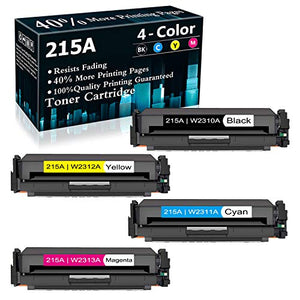 4-Pack (BK+C+Y+M) 215A | W2310A W2311A W2312A W2313A Toner Cartridge Replacement for HP Color Laserjet Pro MFP M182nw(7KW55A) M182n(7KW54A) M183fw(7KW56A) M155 M182 Printer Ink Cartridge
