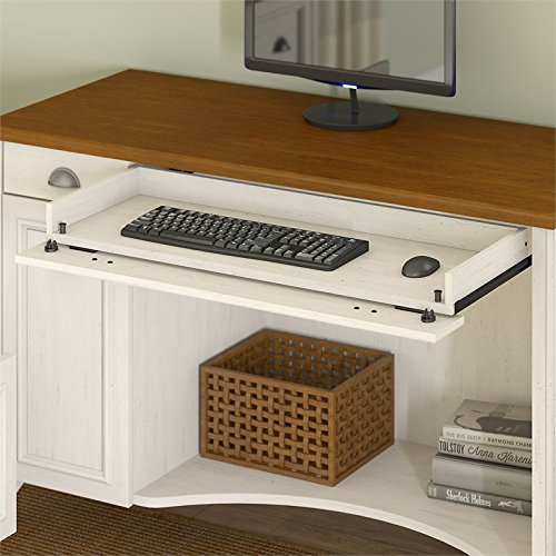 Bush Furniture Stanford Computer Desk with Hutch and 2 Drawer Lateral File Cabinet in Antique White