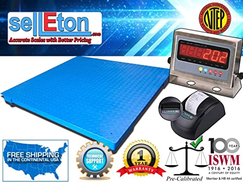 SellEton Industrial Floor Scale with Printer | 5' x 5' NTEP Certified | 5,000 lb Capacity