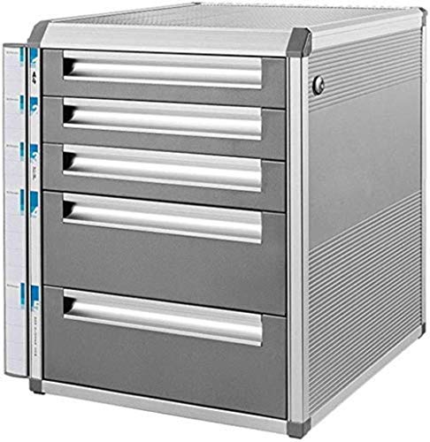 Vertical 5 Drawer Desktop File Cabinet with Key Lock - Gray 31.5 * 35 * 39.8cm