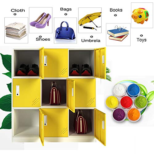 Living Room Organizers and Storage Small Metal Storage Cabinet with Lock for Toy and Cloth and self Belonging Storage (Yellow, 9D)