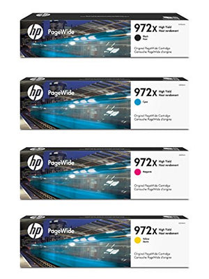 Hp Printing 972X Genuine PageWide Color and Black High Yield Toner Set (F6T84AN, L0R98AN, L0S01AN, L0S04AN)