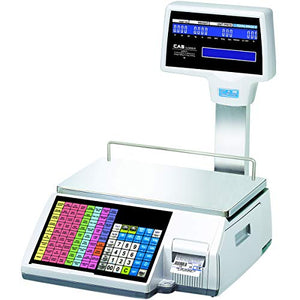 CAS CL5500R-60(NE), Dual Capacity Label Printing Scale with Pole Display, 0-30 lb x 0.01/30-60 lb x 0.02 lb, NTEP